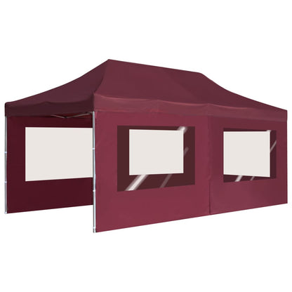 Professional Folding Party Tent with Walls Aluminium /Wine Red