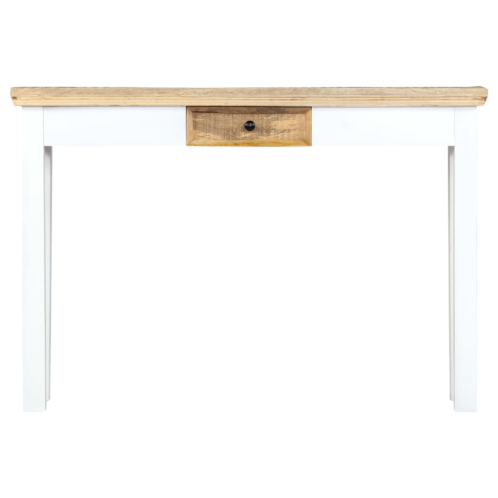 Console Table White and Brown Solid Mango Wood