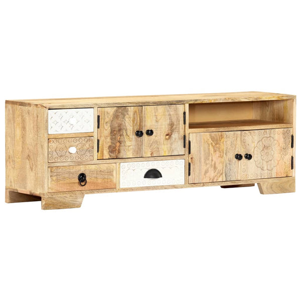  TV Cabinet 4 Drawers Solid Mango Wood