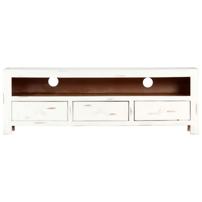 TV Cabinet White Solid Acacia Wood