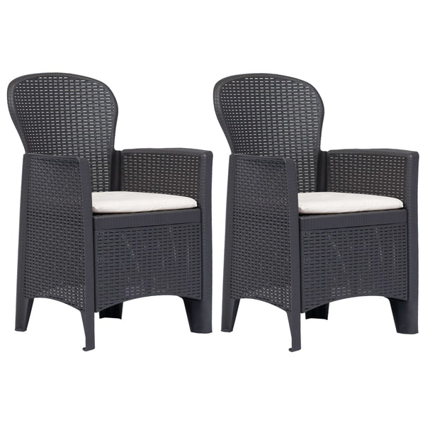  Garden Chair 2 pcs with Cushion Brown Plastic Rattan Look