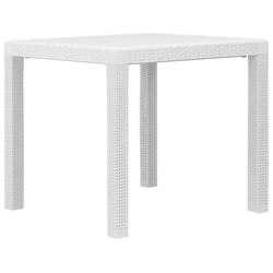 Garden Table White  Plastic Rattan Look
