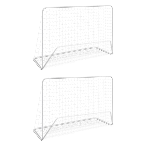  Football Goals 2 pcs with Nets Steel White