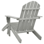 Garden Chair with Ottoman Wood Grey