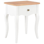 Nightstand White and Brown Solid Pine Wood