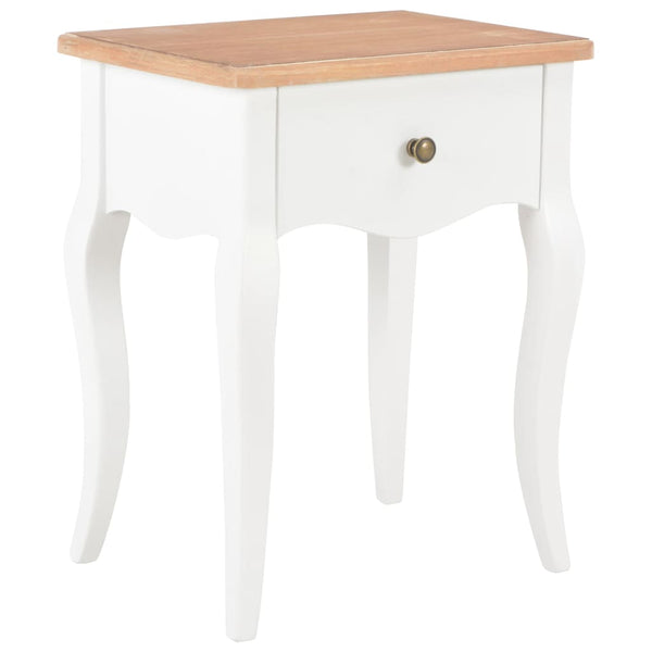  Nightstand White and Brown Solid Pine Wood