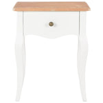 Nightstand White and Brown Solid Pine Wood