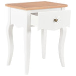 Nightstand White and Brown Solid Pine Wood