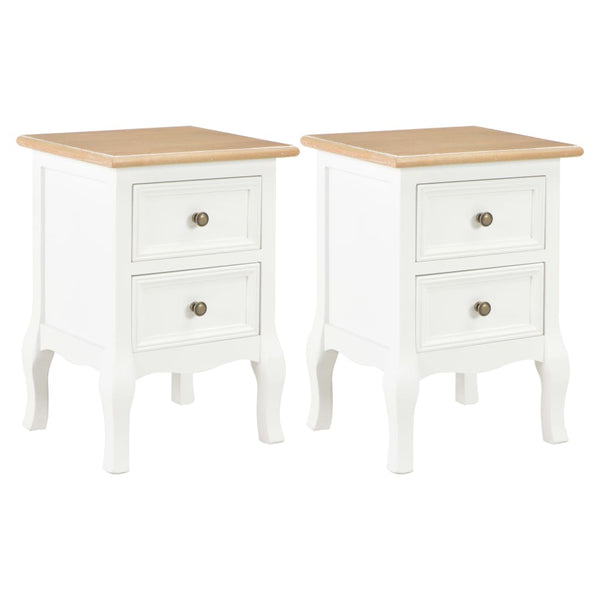  Bedside Cabinet 2 pcs White MDF