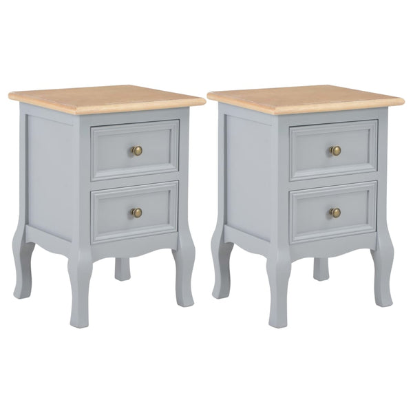  Bedside Cabinets 2 pcs Grey MDF