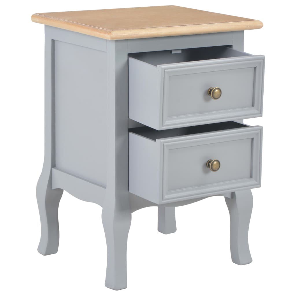 Bedside Cabinets 2 pcs Grey MDF