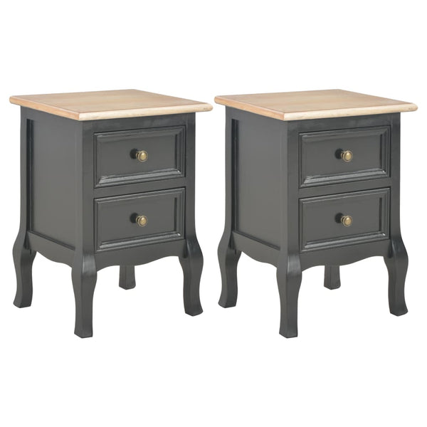  Bedside Cabinets 2 pcs Black MDF