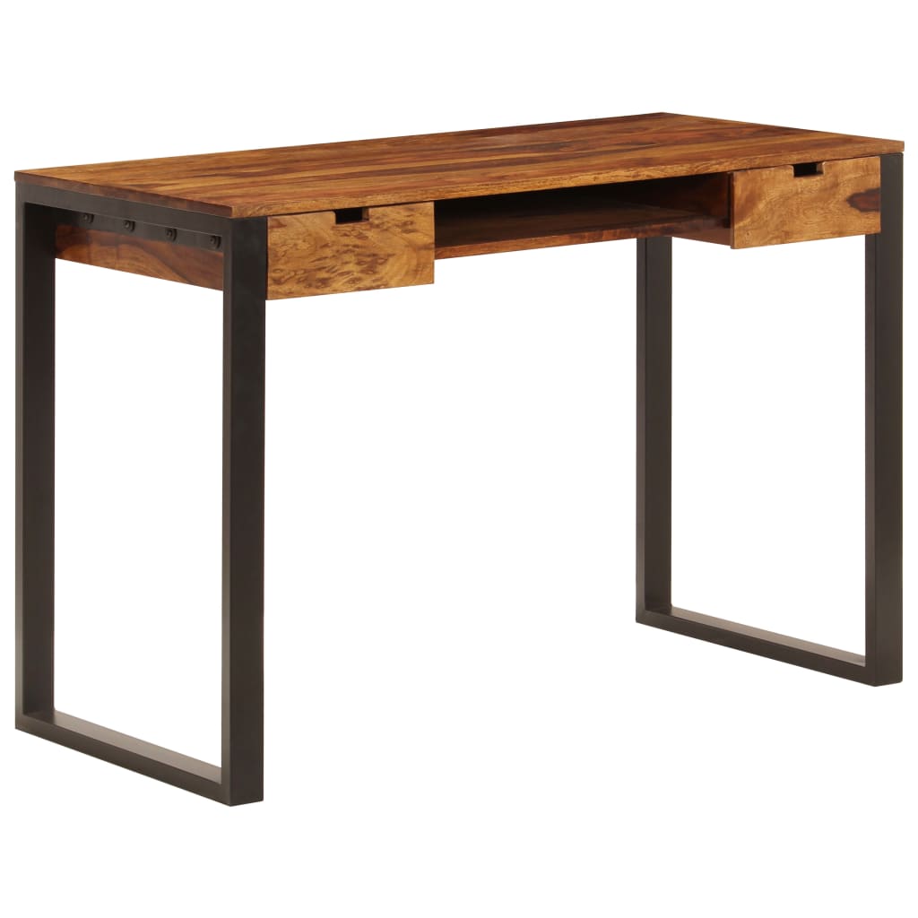 Desk Office Solid Sheesham Wood and Steel