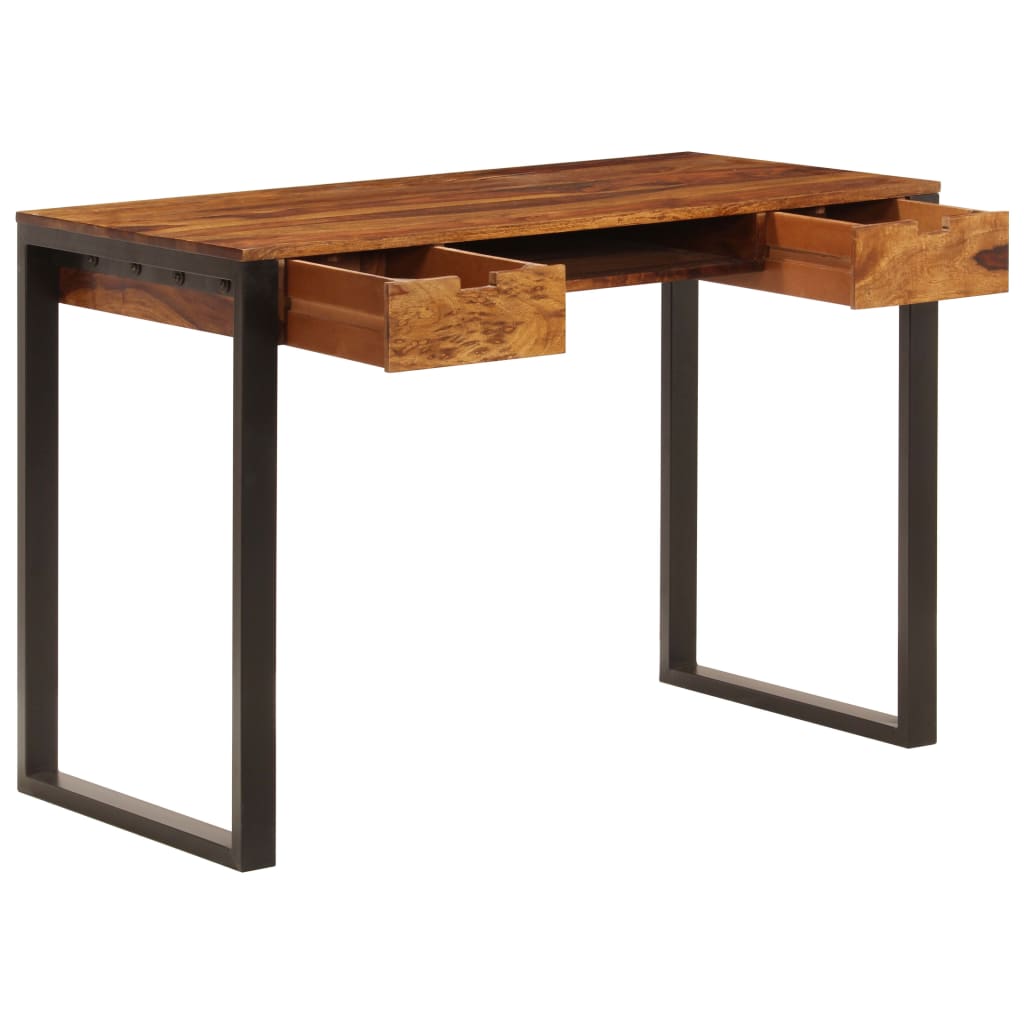 Desk Office Solid Sheesham Wood and Steel