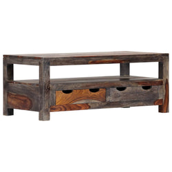 Coffee Table Grey Solid Sheesham Wood