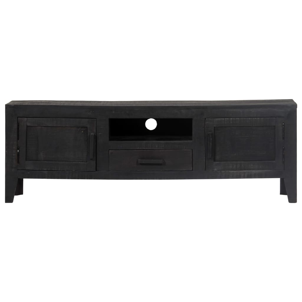TV Cabinet Black Solid Mango Wood
