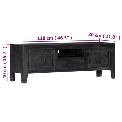 Tv Cabinet Black Wood 118x30x40cm