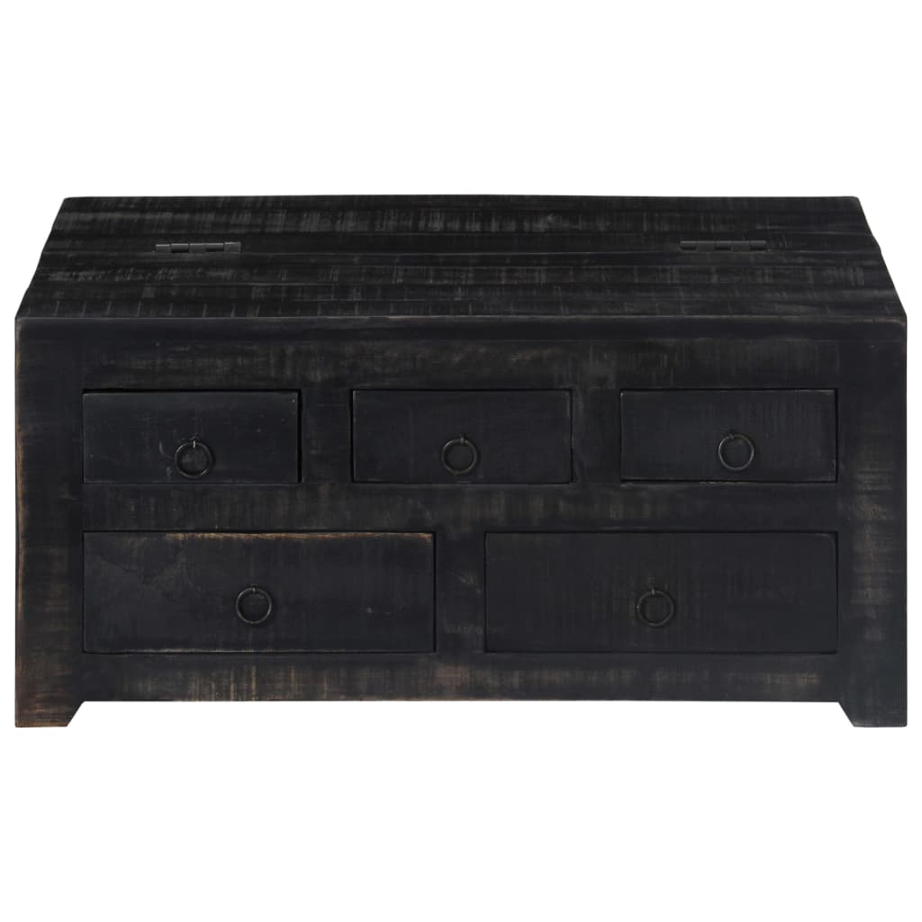 Coffee Table Black Solid Mango Wood