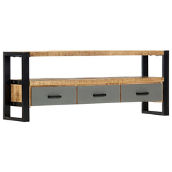 TV Cabinet Iron Legs Solid Mango Wood