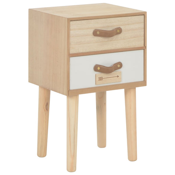  Bedside Cabinet with 2 Drawers Solid Pinewood