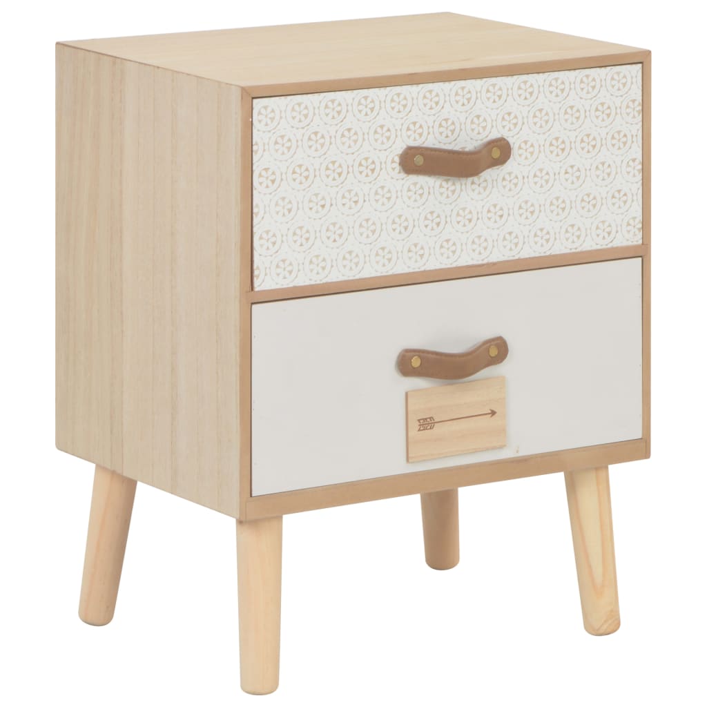Bedside Cabinet 2 Drawers Solid Pinewood