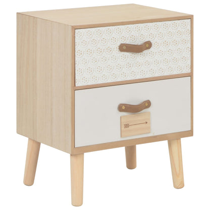 Bedside Cabinet 2 Drawers Solid Pinewood