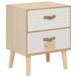 Bedside Cabinet 2 Drawers Solid Pinewood