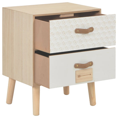 Bedside Cabinet 2 Drawers Solid Pinewood