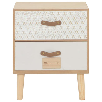 Bedside Cabinet 2 Drawers Solid Pinewood