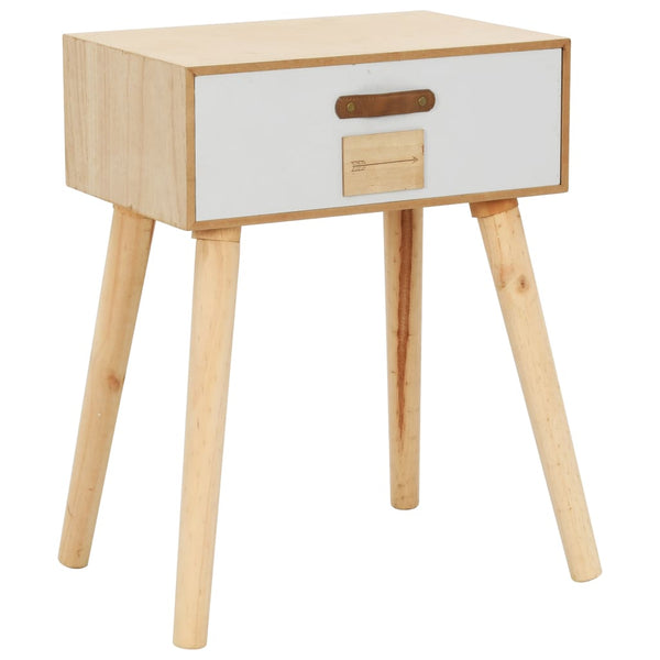  Bedside Table with a Drawer Solid Pinewood