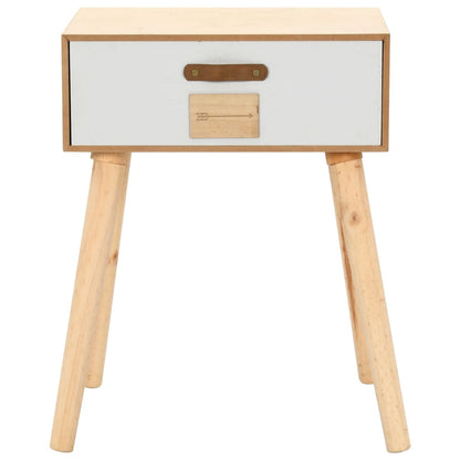 Bedside Table with a Drawer Solid Pinewood