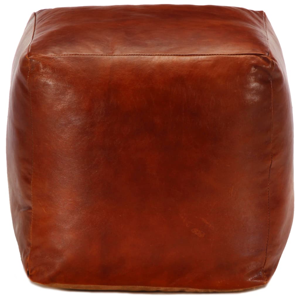 Pouffe Tan Genuine Goat Leather - 40×40×40cm