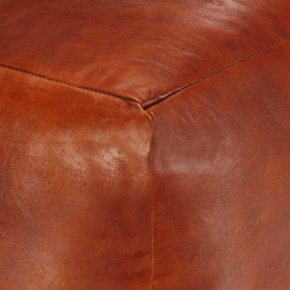 Pouffe Tan Genuine Goat Leather - 40×40×40cm