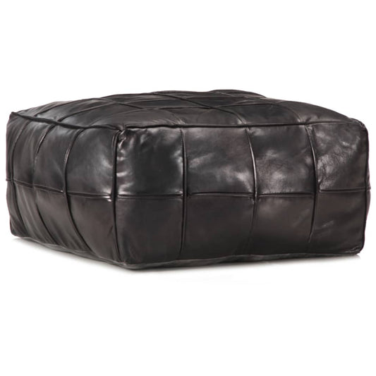 Pouffe Black Genuine Goat Leather