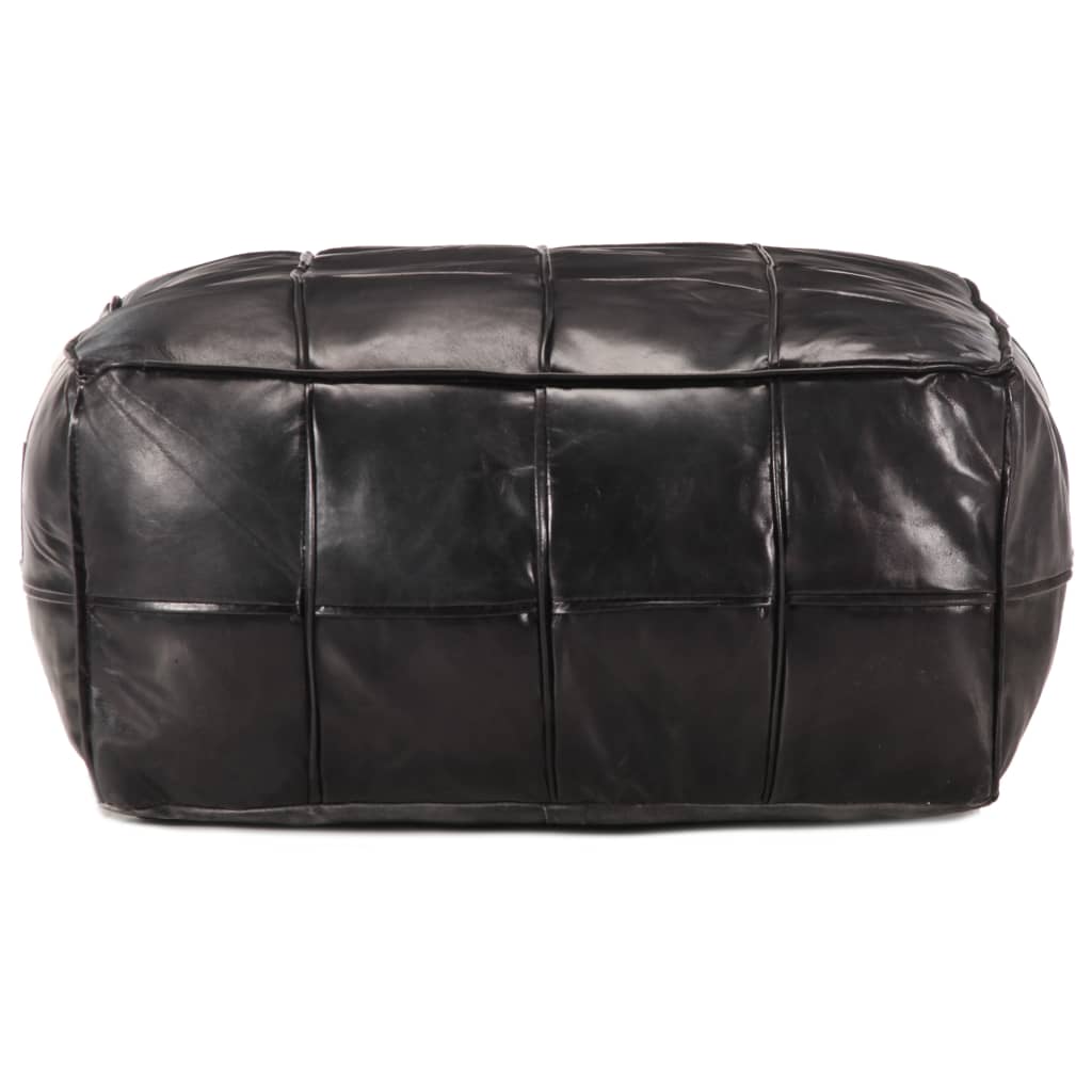 Pouffe Black Genuine Goat Leather