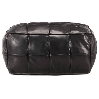 Pouffe Black Genuine Goat Leather
