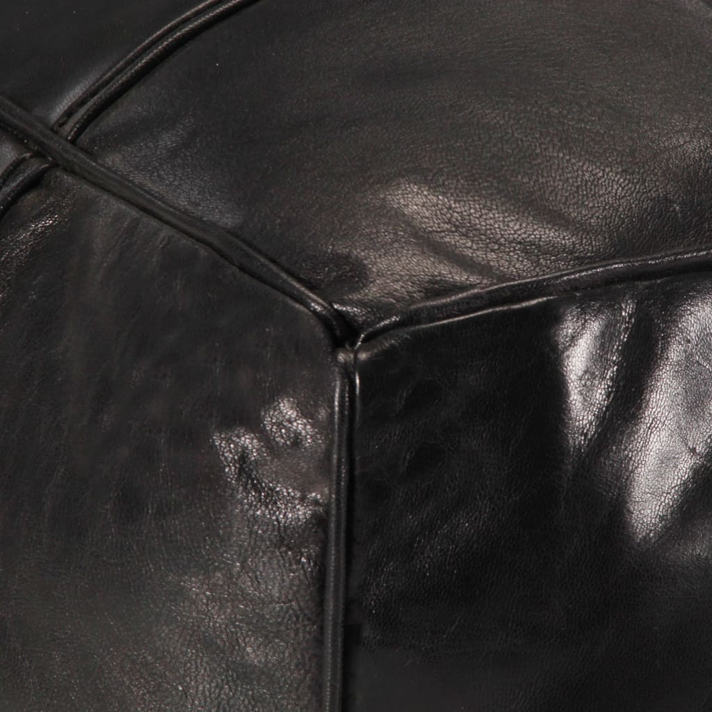Pouffe Black Genuine Goat Leather
