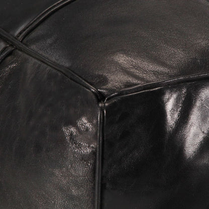 Pouffe Black Genuine Goat Leather