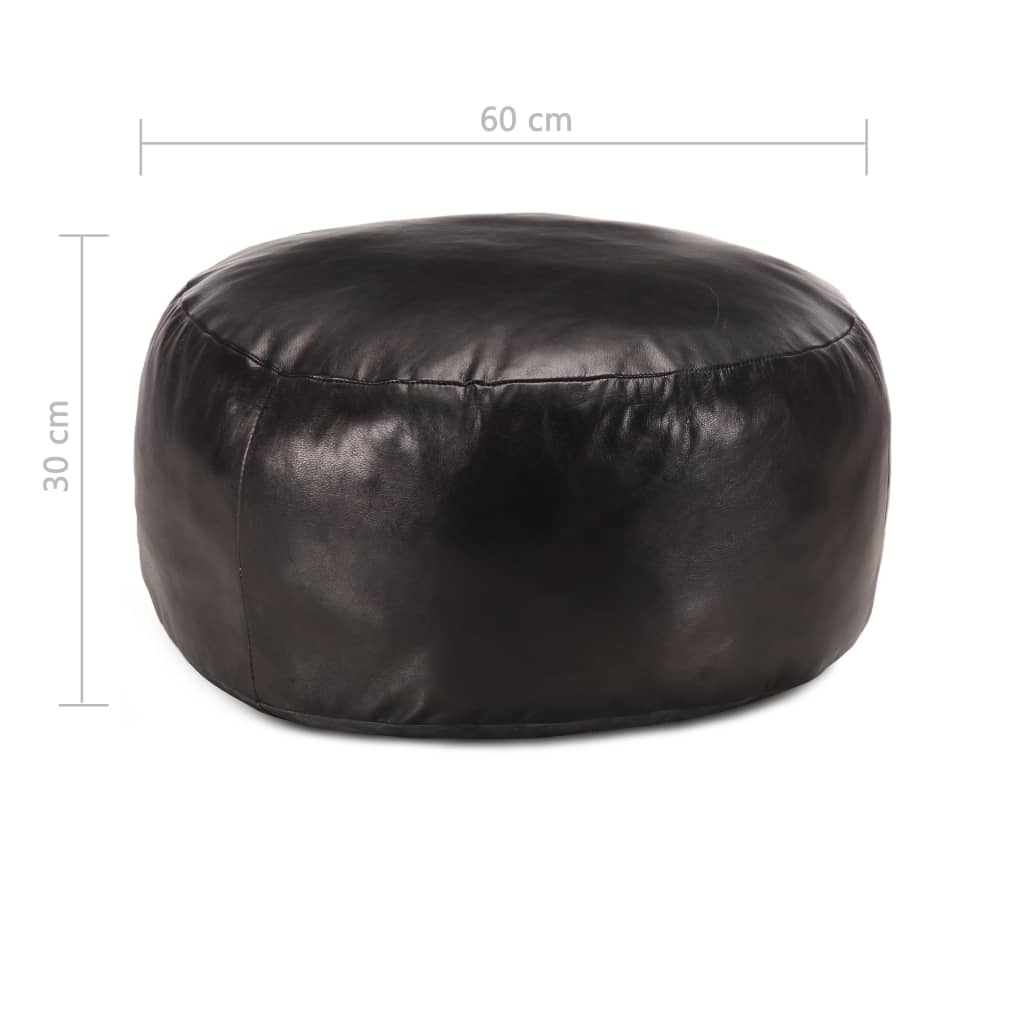 Pouffe Black 60x30 cm Genuine Goat Leather