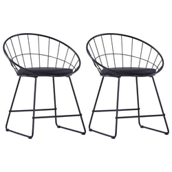 Dining Chairs with faux Leather Seats 2 pcs Black Steel