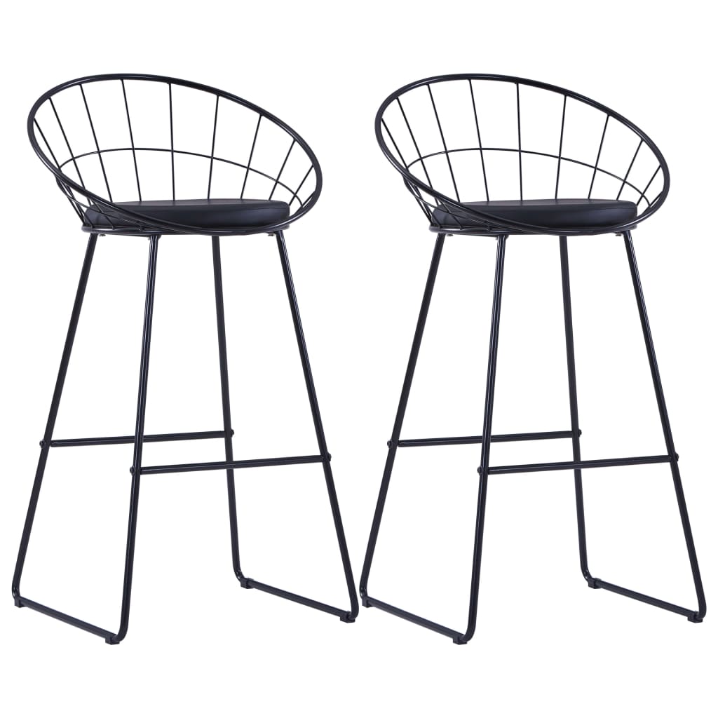 Bar Chairs 2 pcs Black Leather