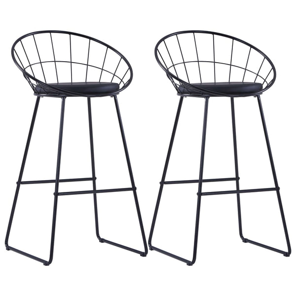  Bar Chairs 2 pcs Black Leather