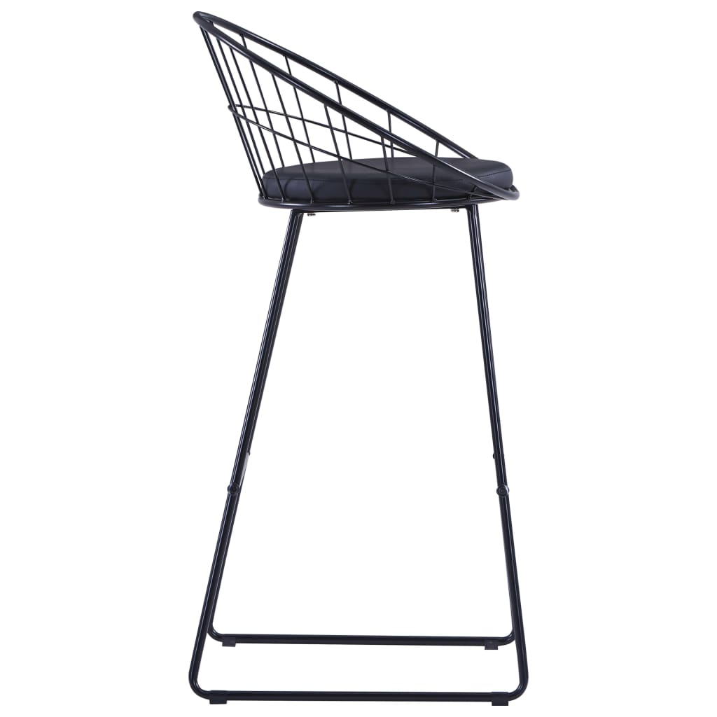Bar Chairs 2 pcs Black Leather