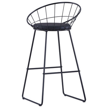 Bar Chairs 2 pcs Black Leather