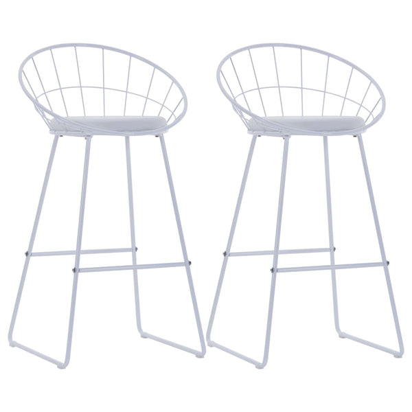  Bar Chairs 2 pcs White Leather