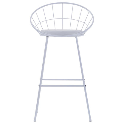 Bar Chairs 2 pcs White Leather