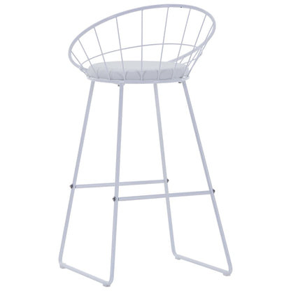 Bar Chairs 2 pcs White Leather