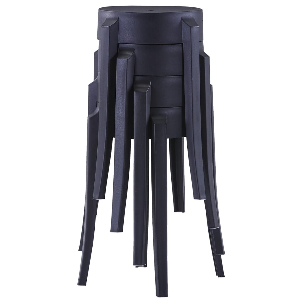 Stackable Stools 4 pcs Black Plastic - 43×43×45cm