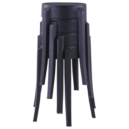Stackable Stools 4 pcs Black Plastic - 43×43×45cm