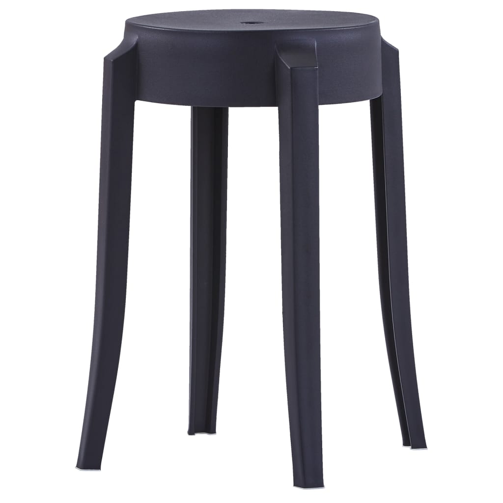 Stackable Stools 4 pcs Black Plastic - 43×43×45cm